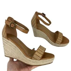 Report Womens Size 9 Delcie Woven Espadrille Ankle Strap Sandals Neutral Natural